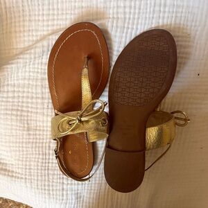 Kate Spade Metallic Gold Sandals with Bow